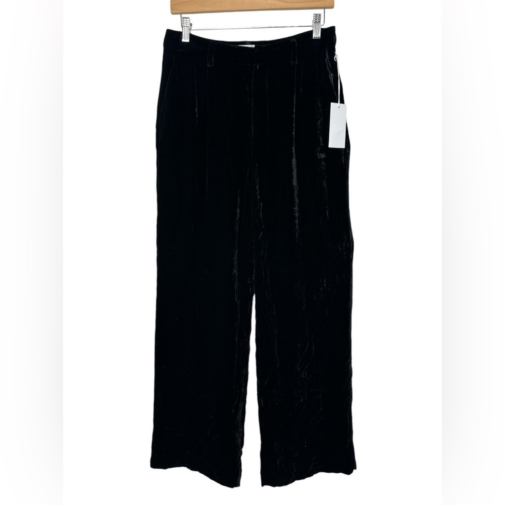 NWT Reformation Wes Velvet Trouser Pant Es High Rise Black